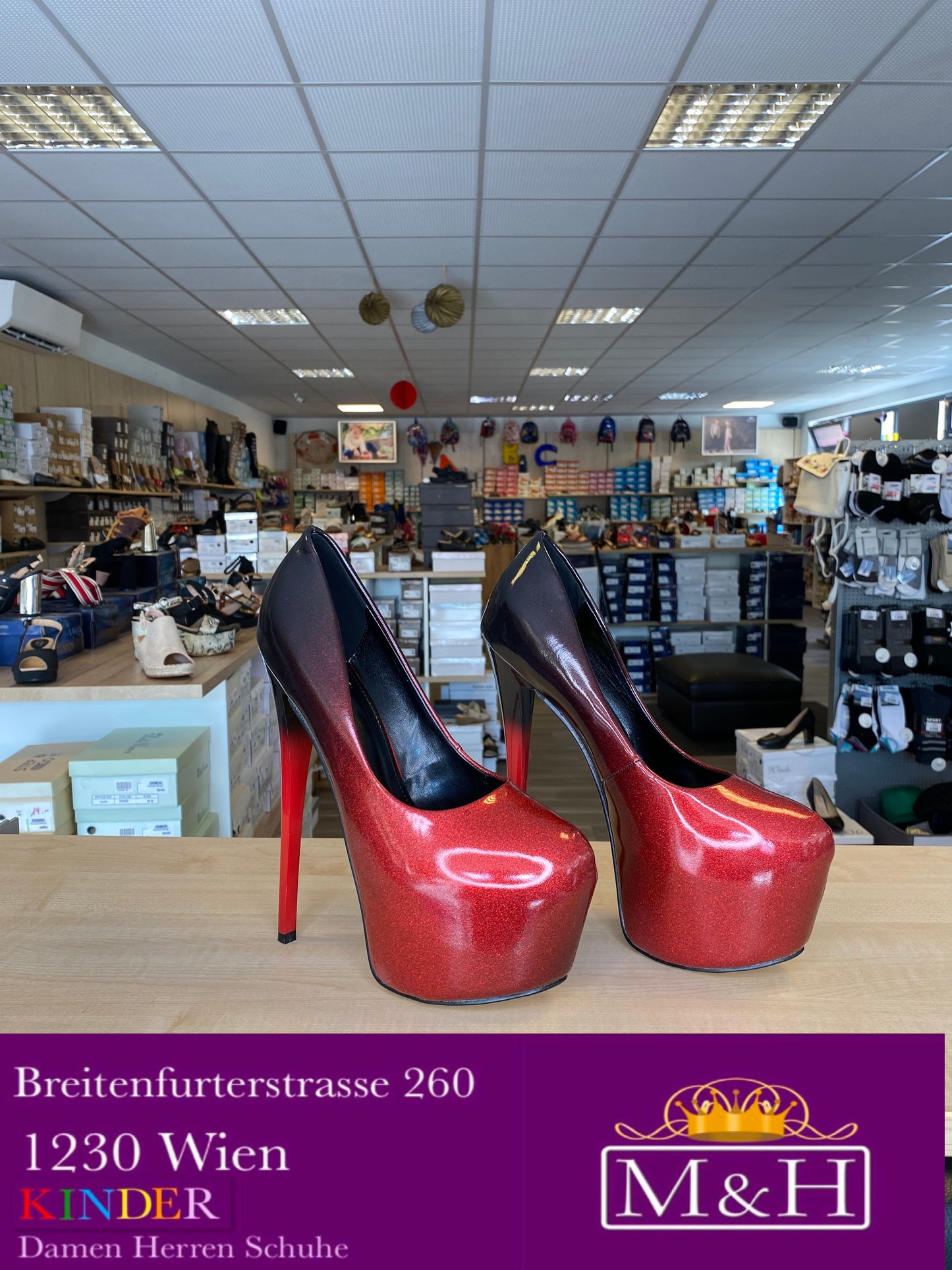 High Heels rot schwarz, 6678-A2